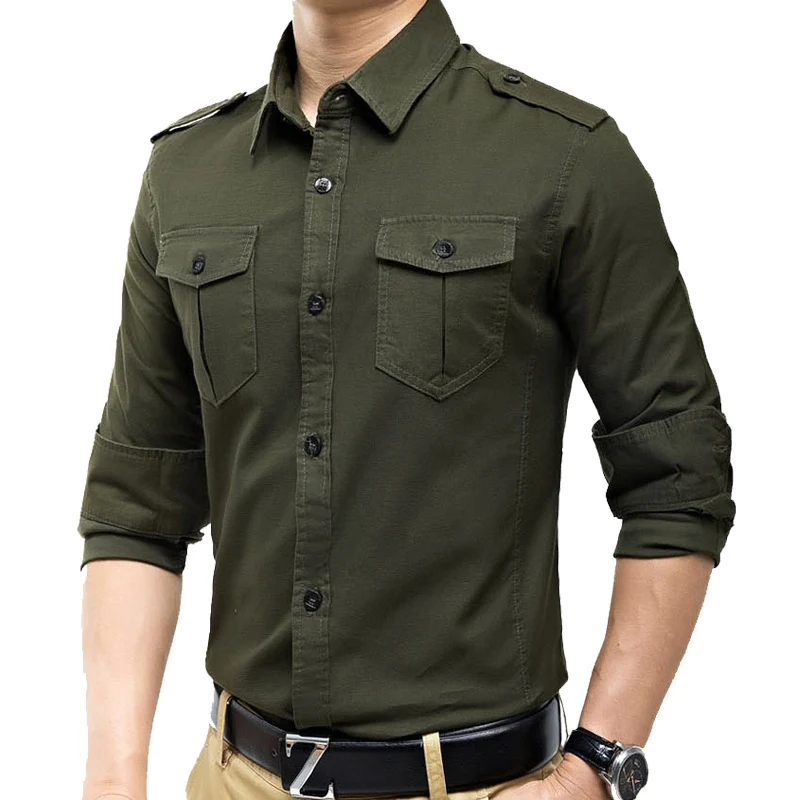 Kaufen Neuheiten military vintage slim fit langarm shirt causaul shirts Gelb Armee grün M XXXL A6620