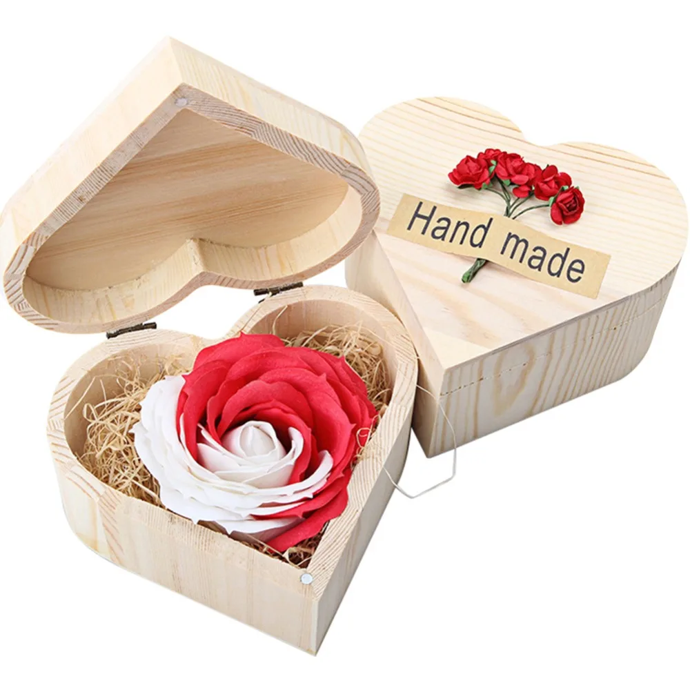 

Heart Patten Wood Box Rose Flower Decor DIY Body Bath Soap Valentines Gift #265660