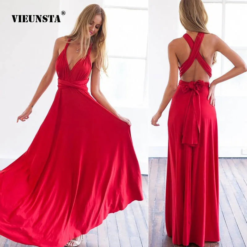 

VIEUNSTA Women Sexy Backless Bandage Dress Summer Multi Way Wrap Convertible Infinity Boho Dresses Hollow Out Party Beach Dress