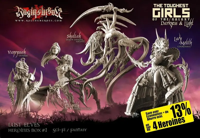 

[Loong Way Miniatures] Raging Heroes Heroines Box 35mm Resin Miniature