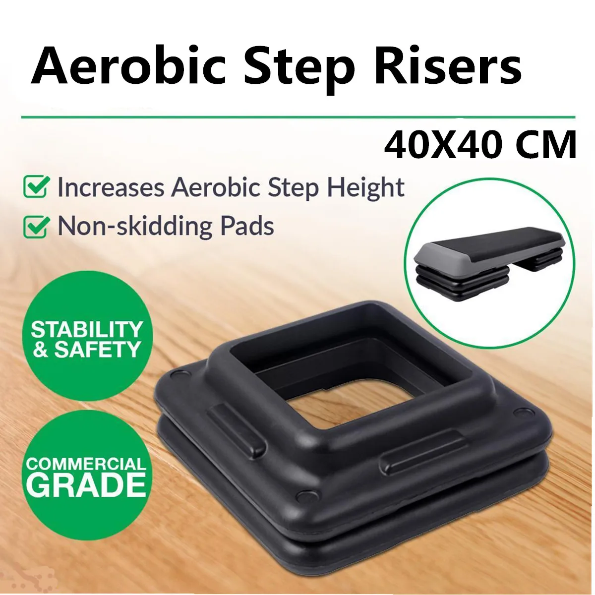 

40x40cm Black Aerobic Step Risers Gym Fitness Stepper Workout Exercise Pad Pedal Increase Base Tray Fitness Equipment Accessory