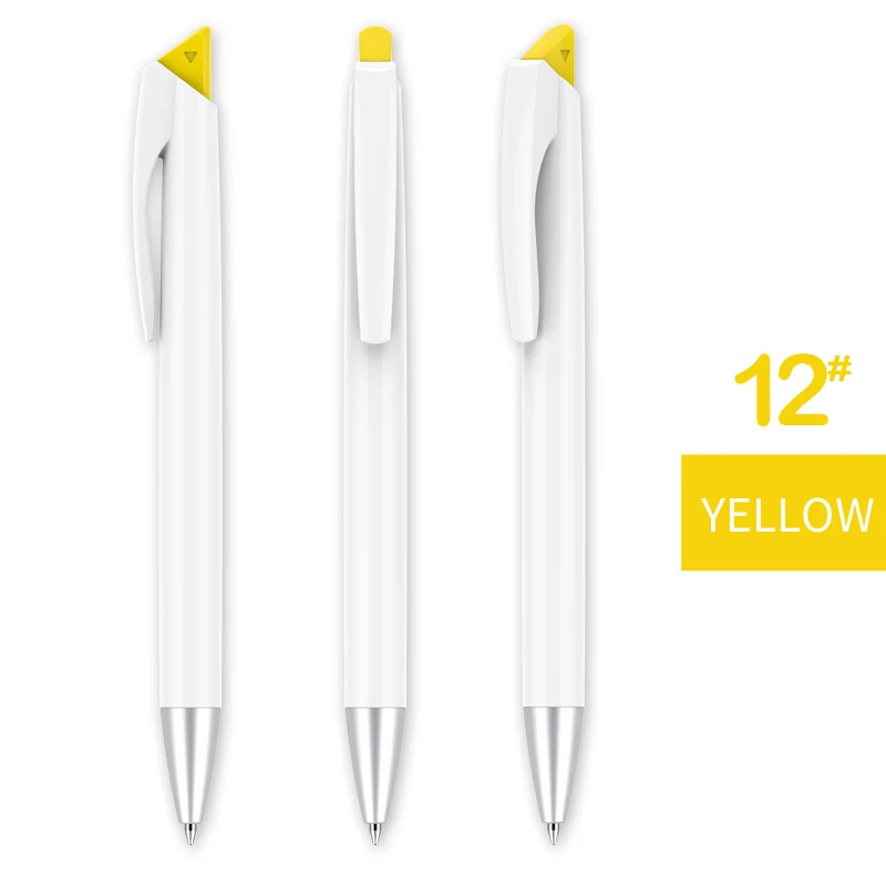 200 шт./партия шариковая ручка бизнес клик Действие Шариковая Ручка индивидуальный логотип печать рекламные ручки - Цвет: Yellow