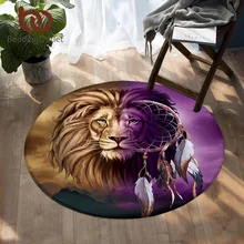Постельные принадлежности Outlet Лев волк напольный коврик Ловец снов круглый ковер 3D горы пейзаж области ковер для спальни фиолетовый коричневый животные tapetes