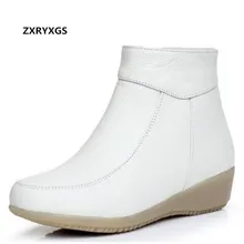 Г., новые мягкие удобные зимние сапоги Белая обувь для медсестры теплые зимние сапоги на танкетке сапоги из натуральной кожи женские ботильоны