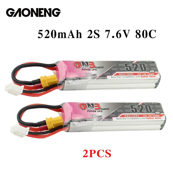 Gaoneng GNB 350/450/520/550/650 мАч 2S HV Lipo Батарея XT30 разъем для Beta75X дрона с дистанционным управлением с видом от первого лица - Цвет: 2PCS 520mAh 2S 7.6V