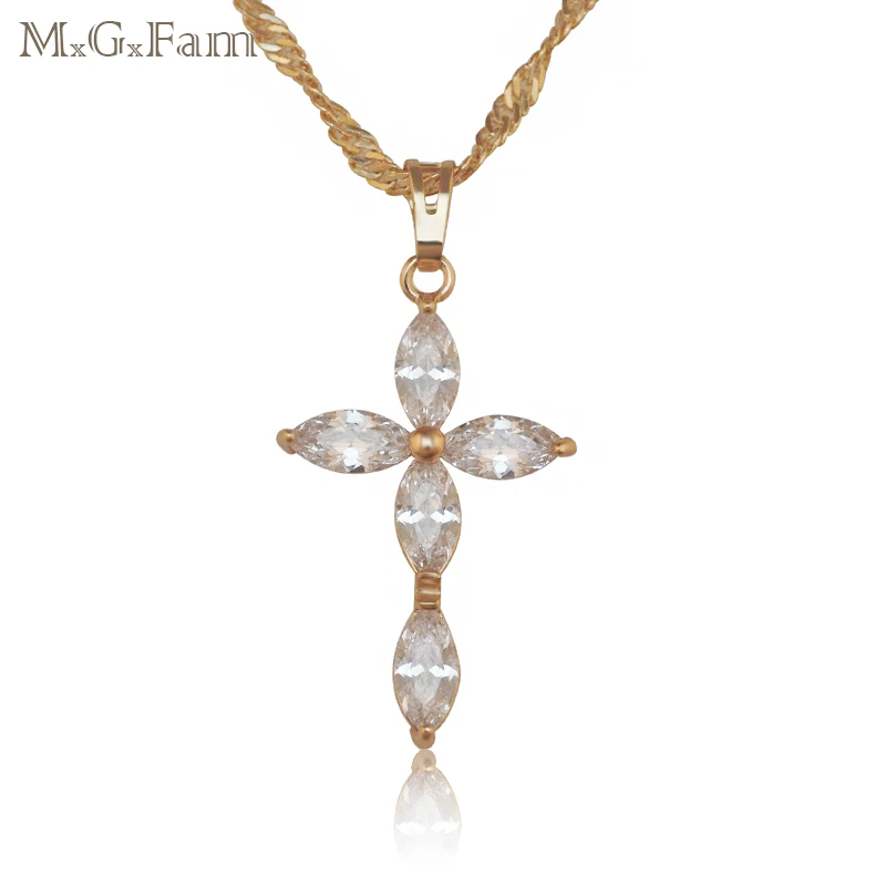 

MxGxFam Great Jesus Cross Pendant Jewelry 18 yellow Gold Color AAA+ Zircon Stone with Free Matching Chain.