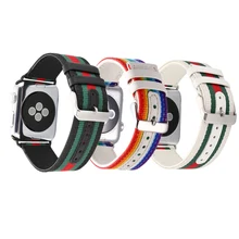 

Nylon+Leather strap for Apple Watch band 42mm/38mm iWatch Series 3 2 1 band Striped wrist bracelet watchband with metal buckle