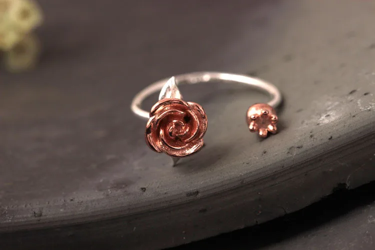 925 Sterling Silver Rose Flower Open Rings For Women High Quality Fashion Style Lady Gift Prevent Allerg Sterling-silver-jewelry