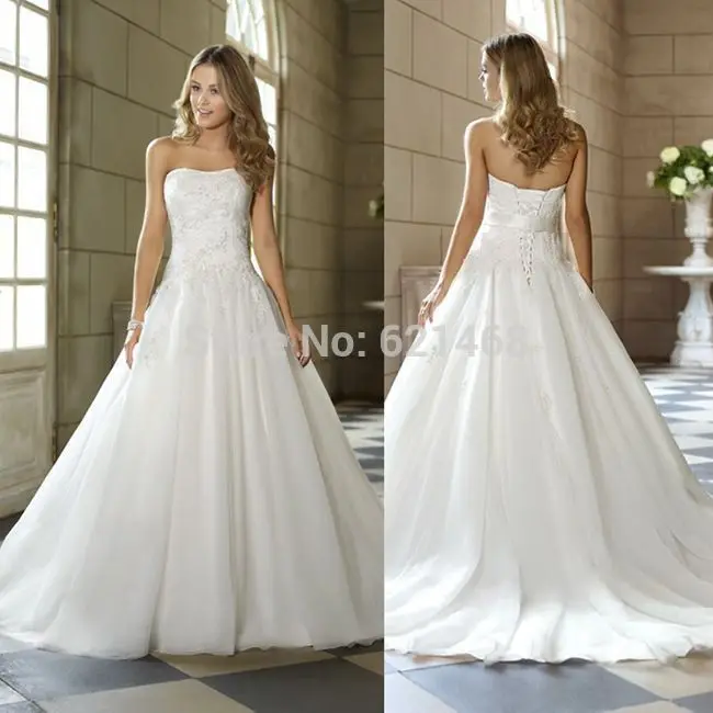 Wholesale Custom made A-Line Satin Lace Cheap wedding dress 2015 Wedding dresses Plus size gowns | Свадьбы и торжества