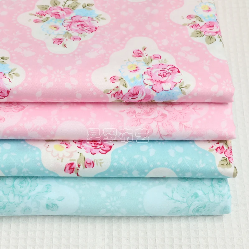 Syunss, розовый синий Сельский цветочный принт хлопок ткань DIY ткани лоскутное одеяло для шитья детские игрушки постельные принадлежности стеганый Tecido ткань