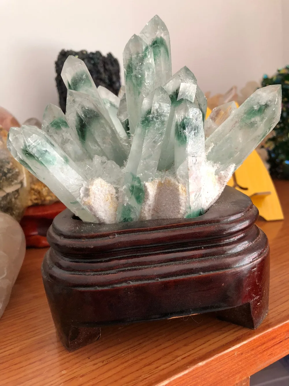 

High quality Rare new natural green ghost quartz crystal clusters Quartz crystal titanium bismuth silicon specimen