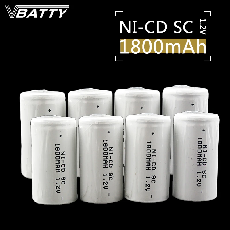 10 шт./лот NI-CD 1,2 в 1800 мАч аккумуляторная батарея SC 1,2 в никель-кадмиевый аккумулятор nicd очень дешево