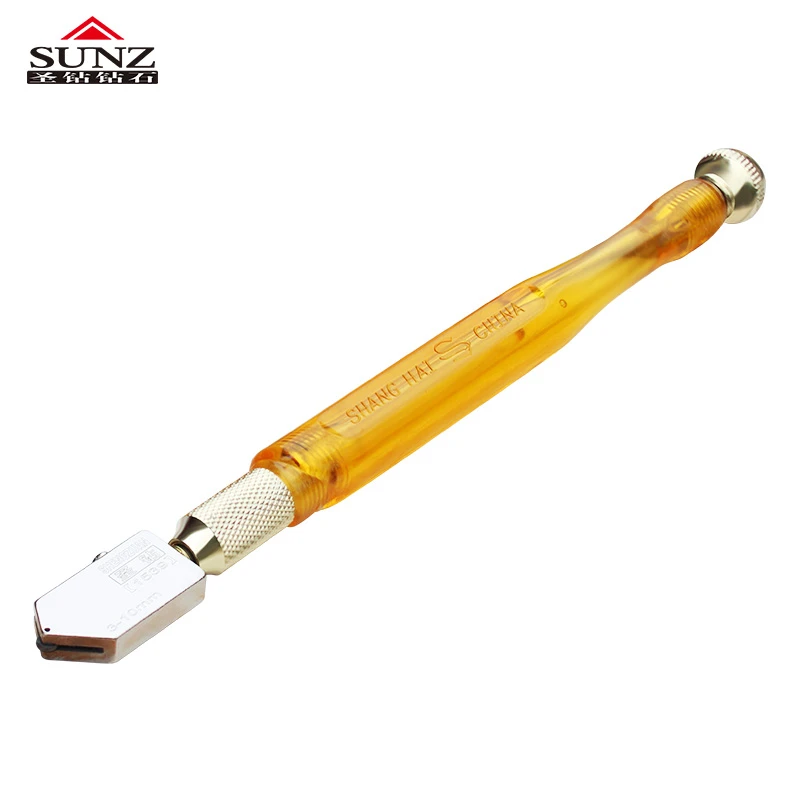 Glass Cutter Glass Cutting Tool Non-Slip Handle Special Spark Mirror Technology Scratch-Resistant for Thick Glass and Tiles Yellow 