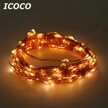 ICOCO 65.62ft 20 м 200 светодиодный на солнечных батареях Светодиодный медный провод Сказочный свет с 2 режимами для наружных вечерние свадебные оптовые продажи
