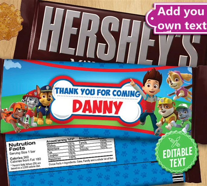 Customization dogs Chocolate wrappers dogs candy wrapper, Baby Shower