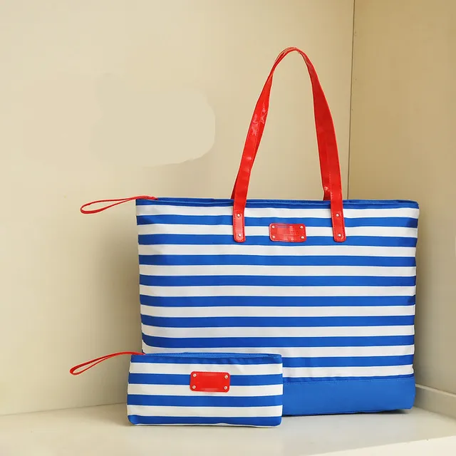 2017 Navy Blue And White Stripes Style Super Lightweight Beach Bag 2017 Navy Blue And White Stripes Style Super Lightweight Beach Bag Women Handbags Free Shipping
