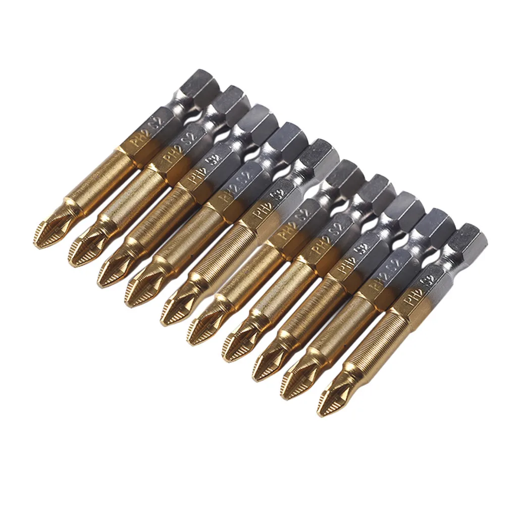

10Pcs 1/4 Hex Shank Magnetic Non-slip PH2 Phillips Cross Head Screwdriver Bit 2018 New Arrival Hot Sale
