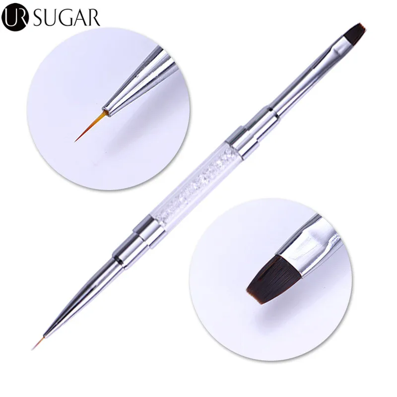 

1Pc Dual-ended Liner Pen UV Gel Painting Brush Nail Edge Cleaner Drawing Nail Art Brush Rhinestone Handle Nail Art Tool DIY