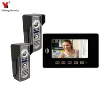 Yobang Security freeship 7″ TFT LCD Color Video Door Bell Video Intercom Phone 2 outdoor camera+1 indoor monitor Intercom door