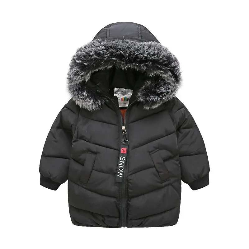 

2018 Winter 3-5 6 7 8 9 10 11 12 Years Teenager Thickening Faux Fur Hat Kids Baby Boys Black Hooded Medium Long Down Jacket Coat