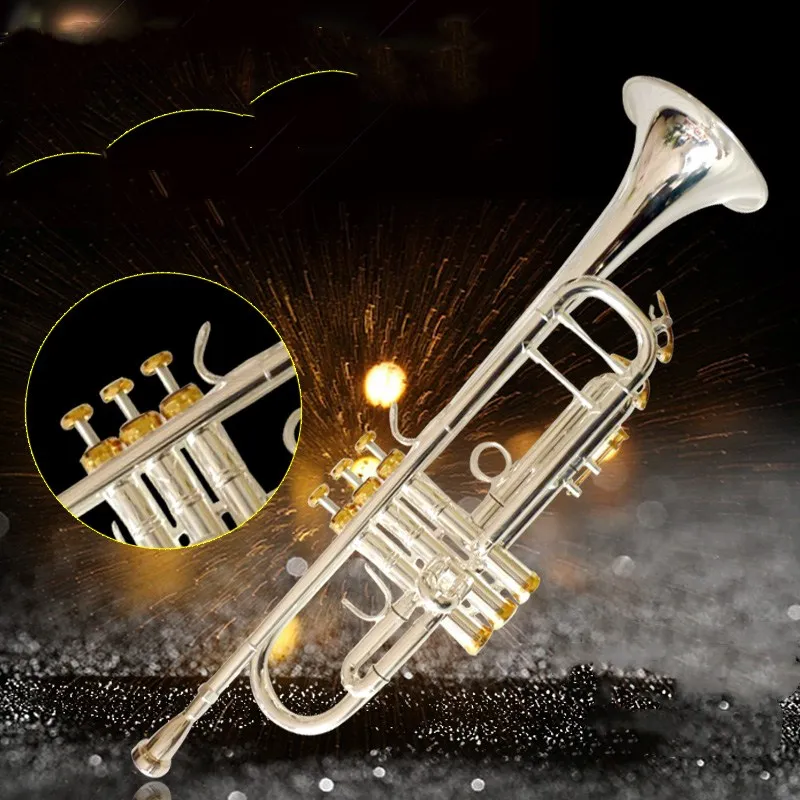 Натуральная труба с серебряным покрытием труба LT197S-100 B-вниз один рог играть на музыкальном инструменте Баха труба DHL Бесплатная доставка