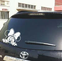 motorcycle decal Funny Car Sticker Cute Mickey Minnie Mouse Peeping Cover Scratches Cartoon Rearview Mirror Decal For Motorcycle Vw Bmw Ford Kia (3)