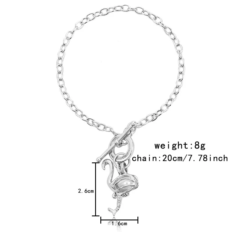 

Silver Ostrich Pearl Cage Essential Oil Diffuser Locket Bracelet Jewelry Findings Cage For Oyster Pearl women