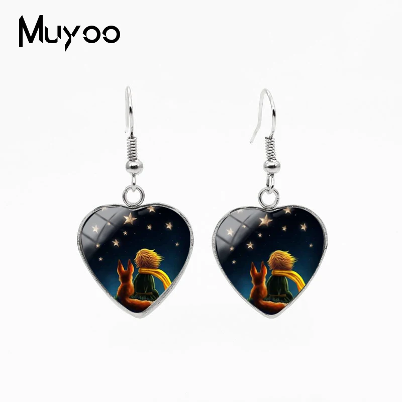 

2019 New Le Petit Prince Heart Fish Hook Earring The Little Prince Jewelry Fairy Tale Stainless Steel Pendants Hook Earrings
