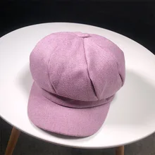 HT2033 для мужчин женщин осень зима шапки однотонные простые Восьмиугольные Newsboy шапки Винтаж Ретро Мужские Женские береты художника берет шляпа художника