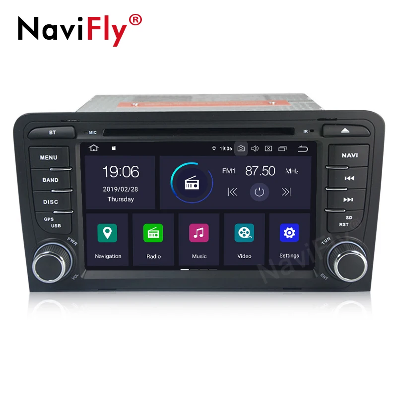 Top NaviFly IPS DSP Android9.0 CAR DVD GPS For Audi A3 8P 2003-2012 S3 2006-2012 RS3 Sportback 2011 multimedia player stereo radio 2