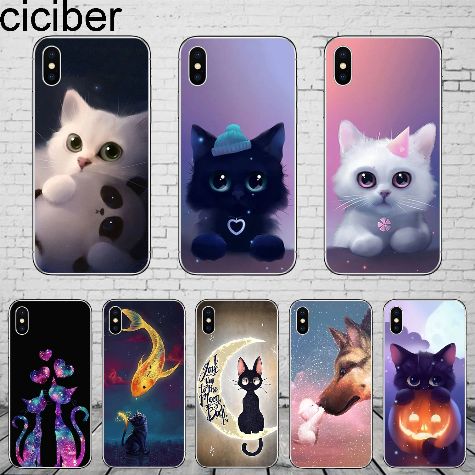 

ciciber Animal Cat Cover for iPhone 11 Pro Max Case For iPhone XR X XS MAX 7 8 6 6S Plus 5 5S SE Phone Case Soft TPU Coque Funda