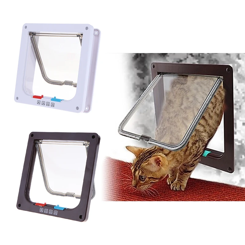 Pet Dog Door 4 Way Lockable Security Flap Door For Dog Cat Kitten