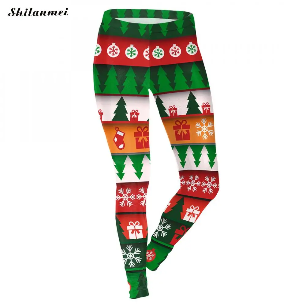 Marry Christmas Leggings Women Workout Autumn High Elasticity Fashion Casual Leggings Santa