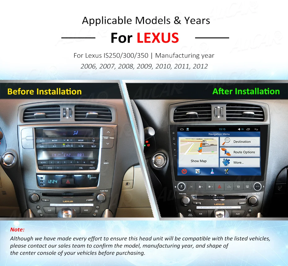 Sale AuCAR 10.1" Octa Core Android 8.1 2GB+32GB Head Unit Car Radio for Lexus IS250 IS350 2005 2006 2007 2008 2009 2010 2011 4G RDS 7