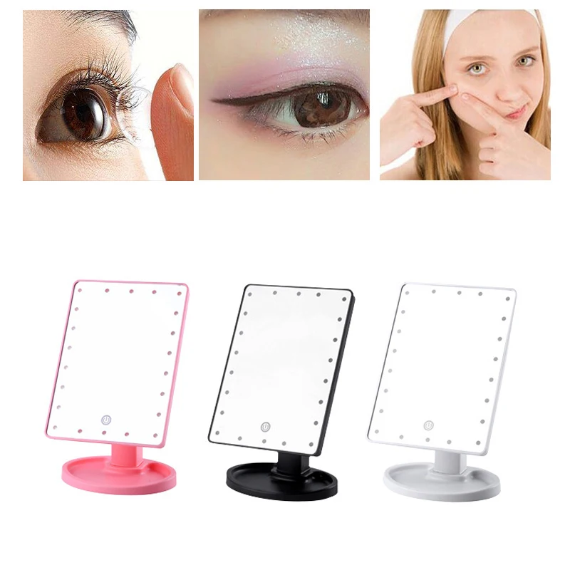 

3colors Magnifyning 22 LEDs Light Equipped Makeup Mirror with Lcd Touch Screen Cosmetic Mirror Battery Operated Makeup Mirrors