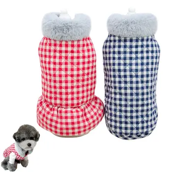 

Double Side Fur collar Plaid Pet Dog Clothes Dog Dress Warm Winter Warm Padded Coat Pet Vest Jacket for Small Medium Dogs