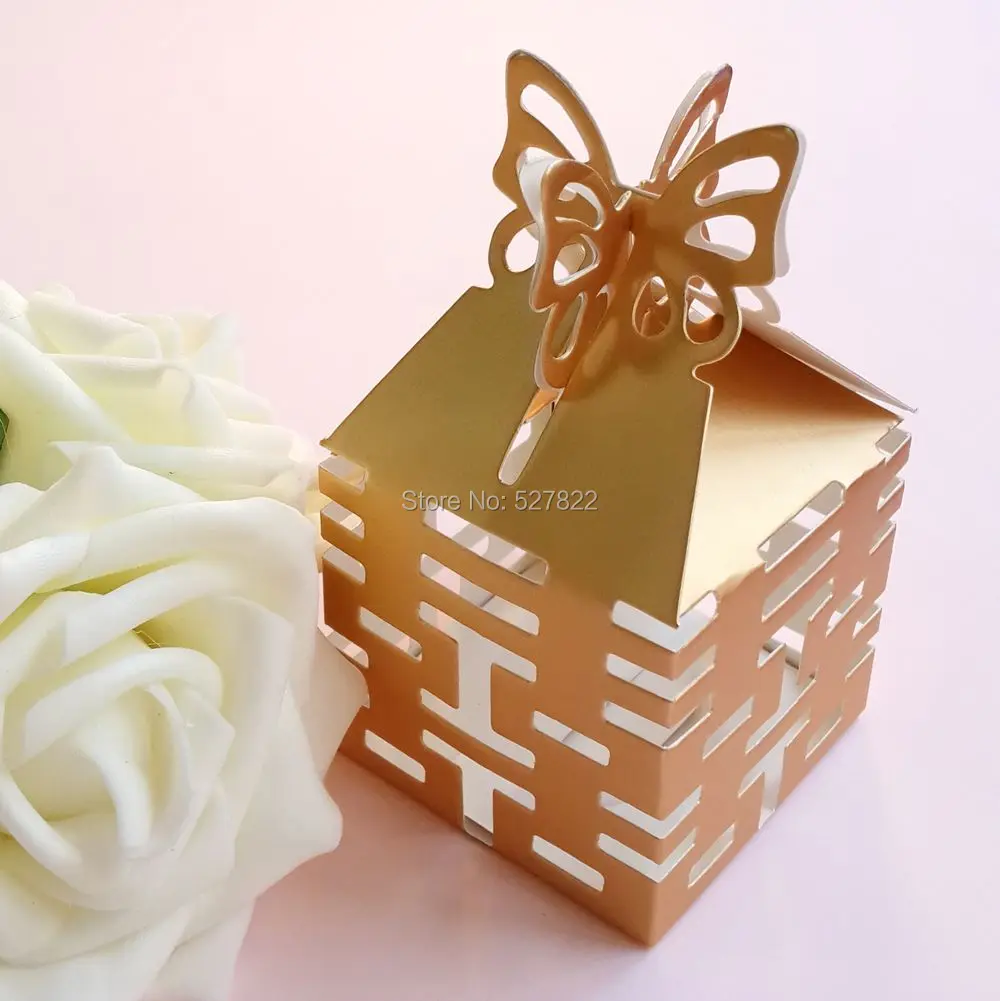 100 шт двойное счастье коробки конфет подарочные коробки Свадебная вечеринка Сувениры Коробка красный/Золотой