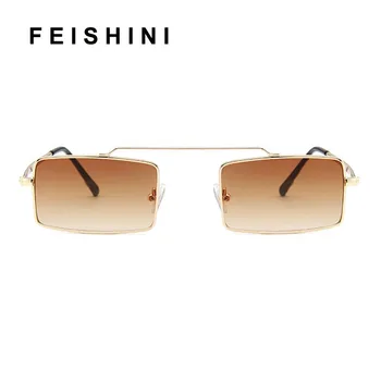 

FEISHINI Celebrity Tiny Brown Men Sunglasses Women Brand Design Retro Transparent Colorful Fashion Sun glasses Ladies Hip Hop