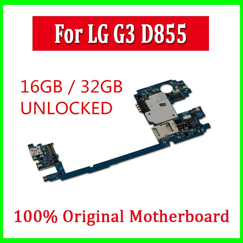 

Original Unlocked For LG G3 D855 Mainboard 16GB 32GB Good Working For LG G3 D855 Motherboard With Full Chips