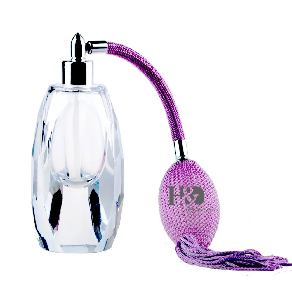 H & D Винтаж Стиль многоразового Пустой стекло флакон духов светло фиолетовый лампы с кисточкой спрей распылитель 30 мл