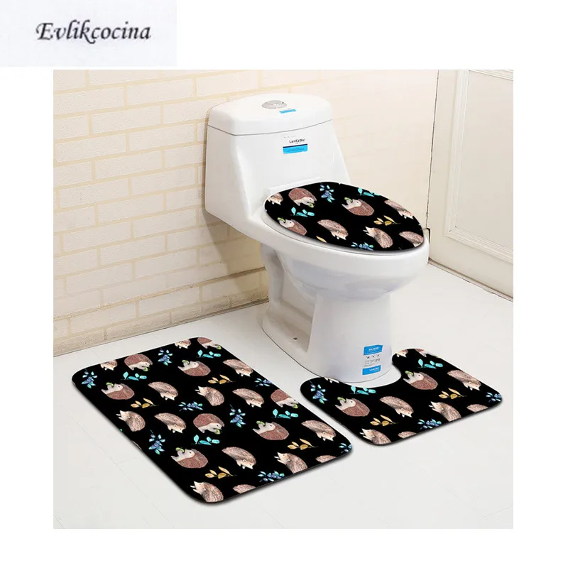 

Free Shipping 3pcs Banyo Paspas Hedgehog Bathroom Carpet Toilet U Type Bath Mat Set Non Slip Tapis Salle De Bain Alfombra Bano