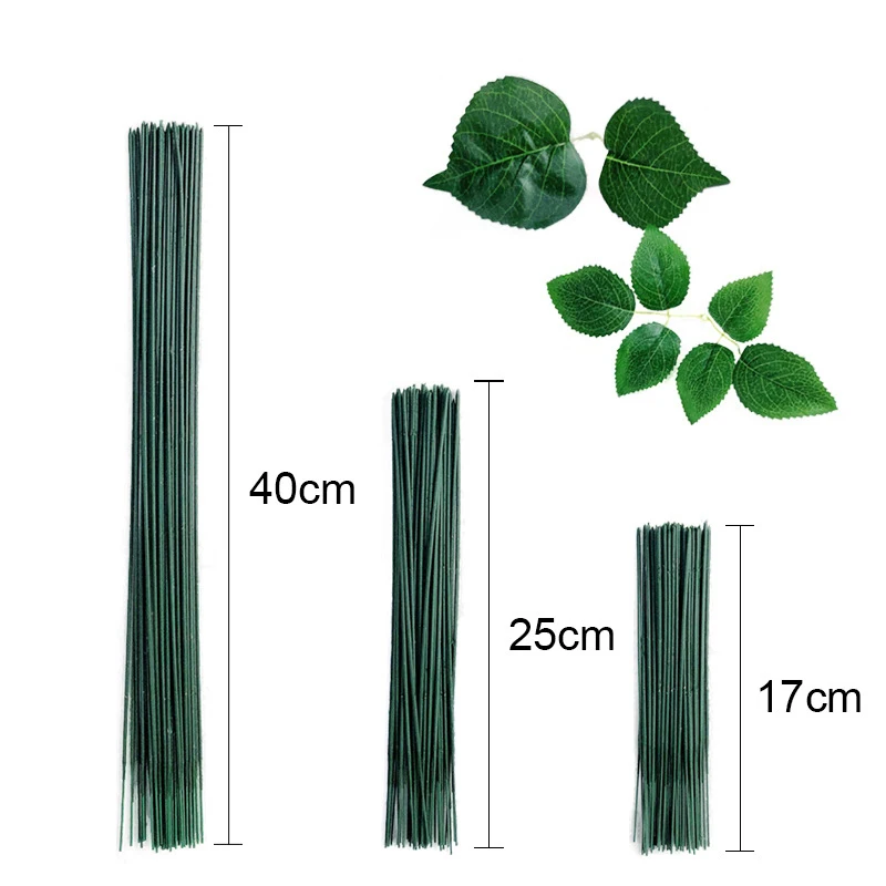 

10pcs/lot 17/25/40cm Artificial Green Flower Stem DIY Floral Material Handmade Wire Stem Accessoies for Wedding Home Decoration