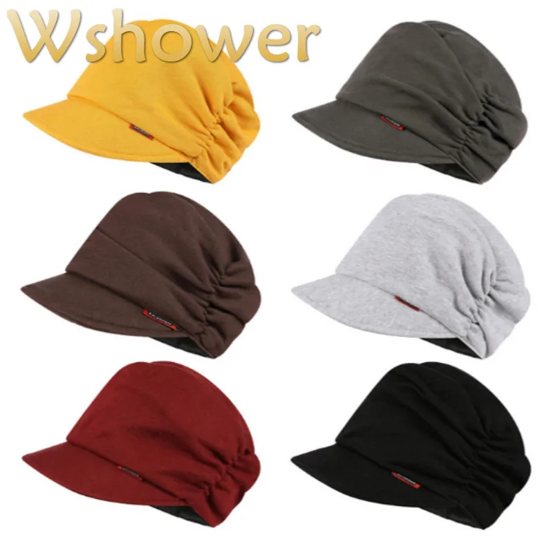 

Cotton Fall Visor For Women Solid Spring Autumn Flat Cap Soft Vintage Newsboy Hat Cap Female Turban Hip Hop Hat Gorras