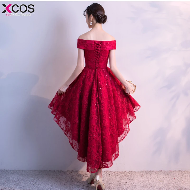 Vestidos de graduacion 2018 дешевое красное домашнее платье Асимметричный Подол коктейльные