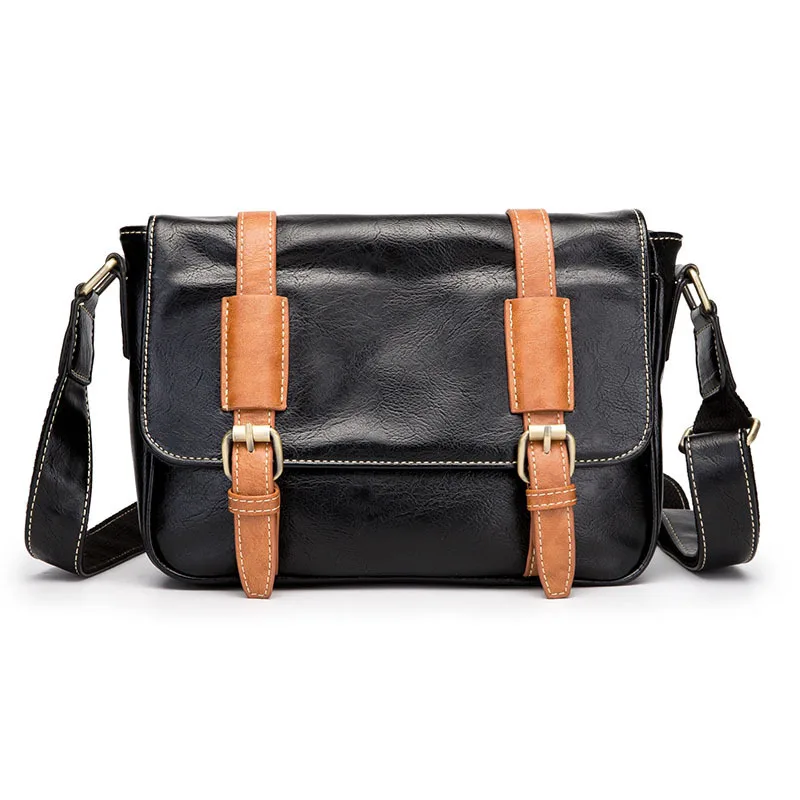 

2018 NEW black Leather Men Bag Casual Business Leather Mens Messenger Bag Fashion Men's Crossbody Bag bolsas male