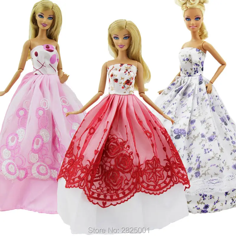 Случайные 8 предметов = 3x платья свадебное платье принцессы+ 5 пар обуви кукольный домик аксессуары для куклы Барби Дети DIY игрушки