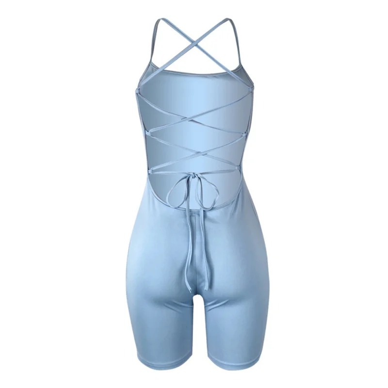 Sexy Backless Bandage Jumpsuit Women Summer Playsuit Lace Up Bodycon Rompers Women Solid Beach Casual Club Playsuit Overalls Sexy Backless Bandage Jumpsuit Women Summer Playsuit Lace Up Bodycon Rompers Women Solid Beach Casual Club Playsuit Overalls