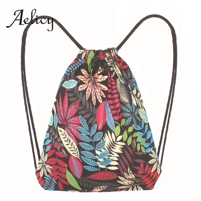 

Aelicy Colored Leaves Gift Bag Printing Drawstring Bag Unisex Travel Outdoor Bundle Pocket Women Drawstring Backpack