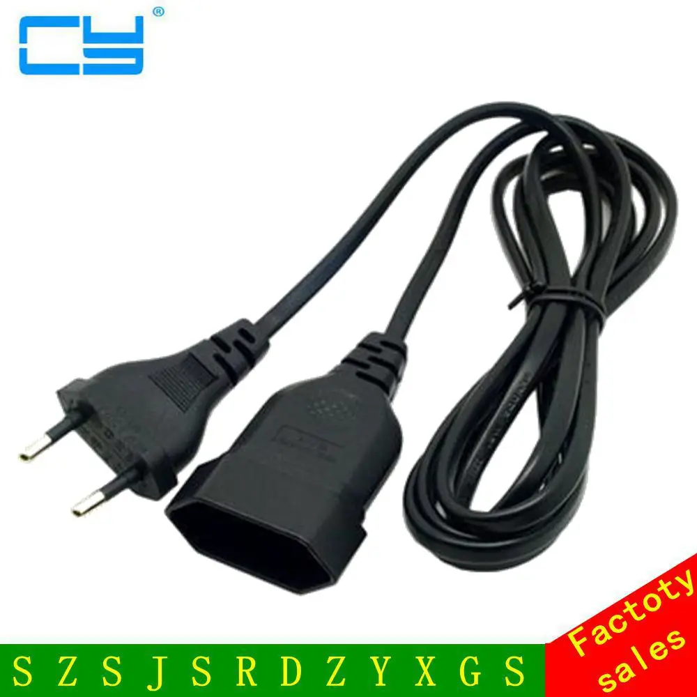 1.8m European EU 2 Prong VDE Male to Female Power Cord Extension Cable
