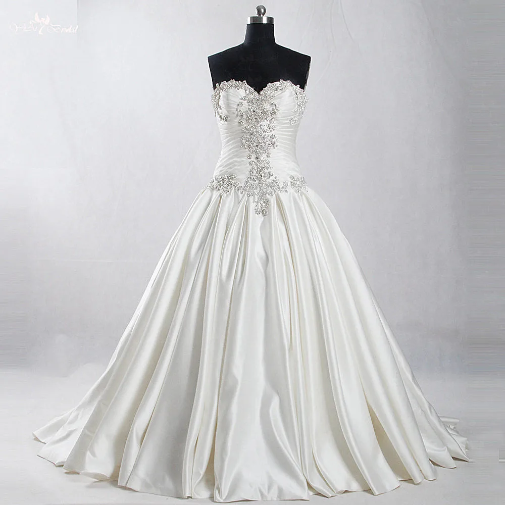 Свадебное атласное платье со съемным шлейфом Yiaibridal RSW931|wedding dress detachable train|detachable